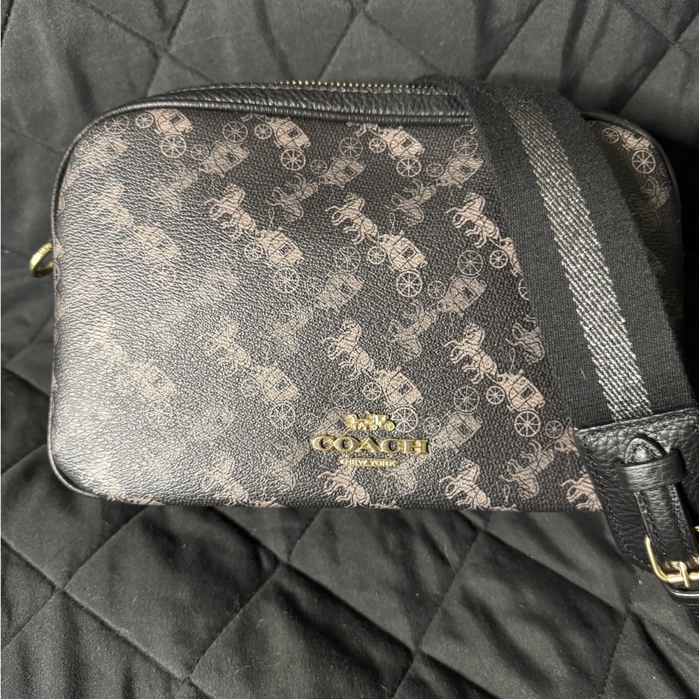 Coach Black and Gold Logo Crossbody Bag